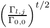 $ \left( \frac{\Gamma_{l,j}}{\Gamma_{0,0}} \right)^{t/2} $