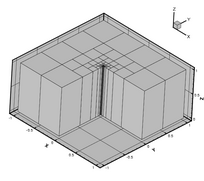 Mesh of a 3D L-shaped domain with corner refinement